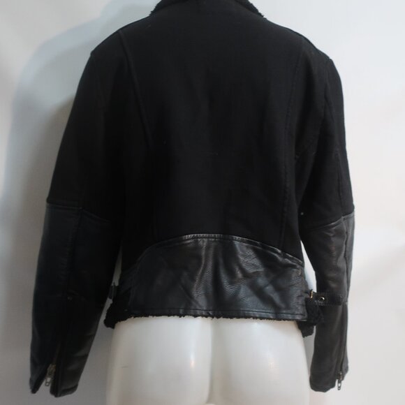 Womens BLANK NYC Black Faux Leather Fleece Lined Jacket L - Picture 7 of 10